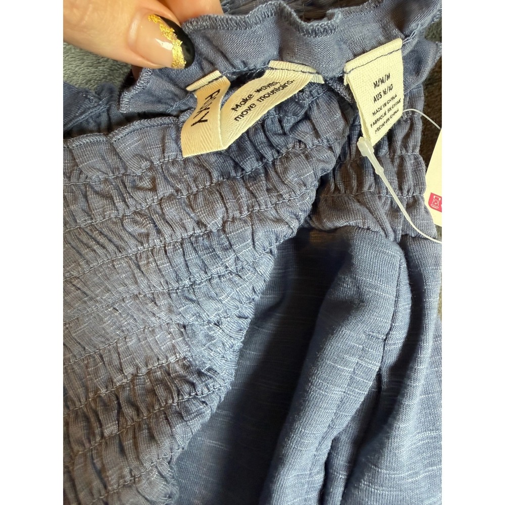 NWT Roxy Just Passing By Smocked Wide Leg Jumpsuit Blue Size Medium - Picture 6 of 9